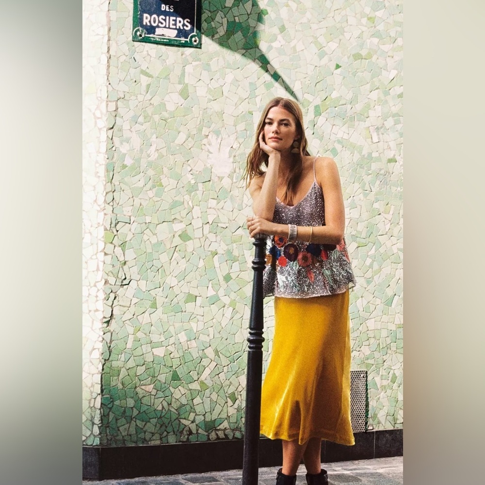 MAEVE by Anthropologie Kelly Velvet Midi Skirt - Picture 2 of 6